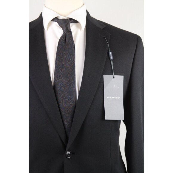 40L Van Heusen 2pc Suit Blazer Jacket Pant Size 33Wx33L Black E03305 - Picture 3 of 12